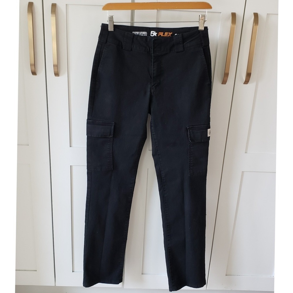 Black Cargo Pants Womens 27 Flex Mid Rise Utility Straight Leg Trouser